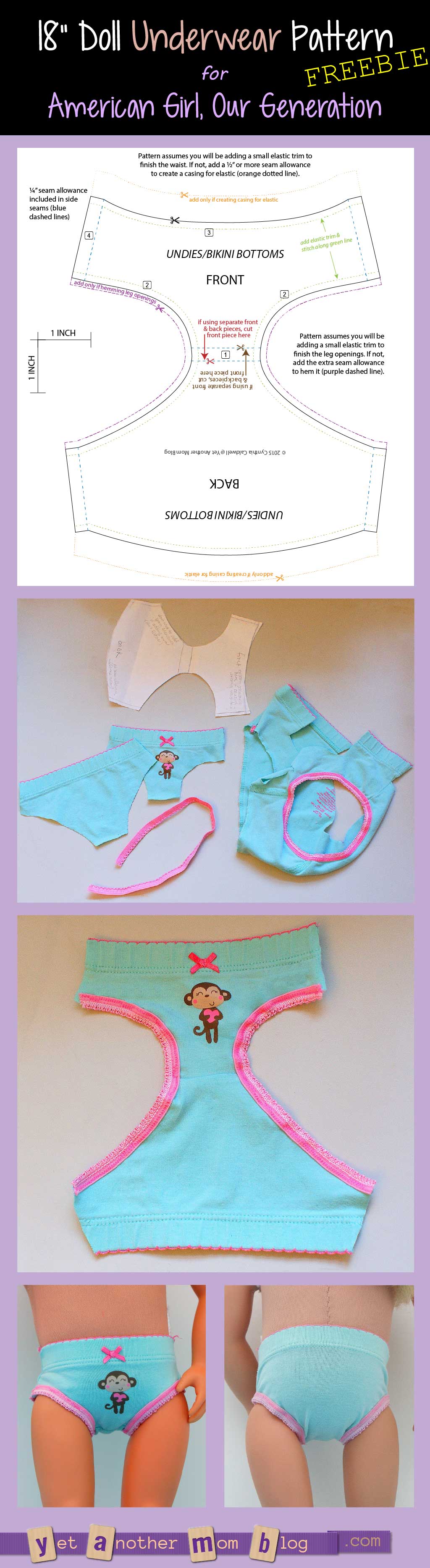 Our Generation American Girl Undies bikini Bottoms Pattern Freebie Yet 