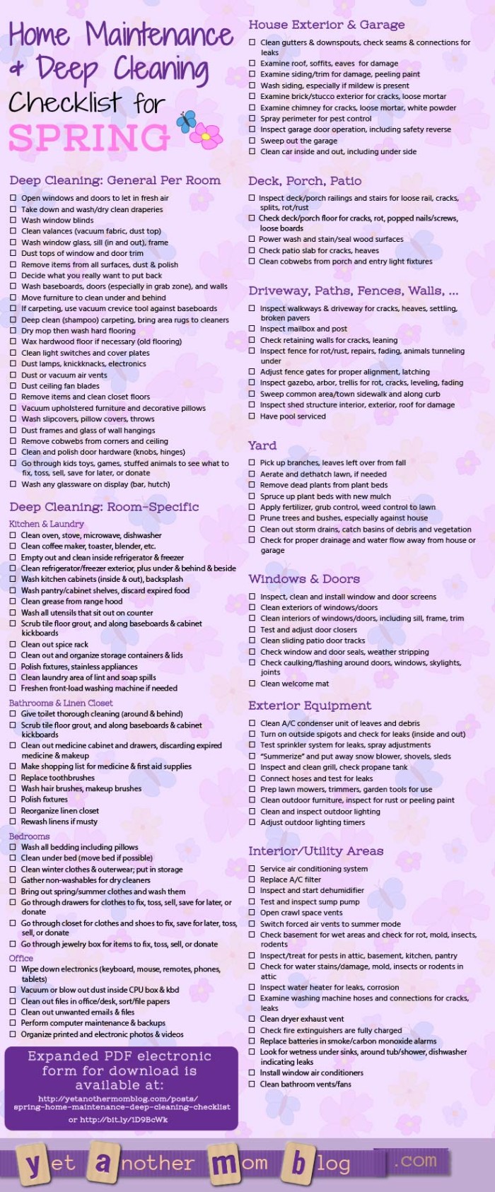 Home Maintenance Deep Cleaning Checklist For Spring Yet Another Mom Blog